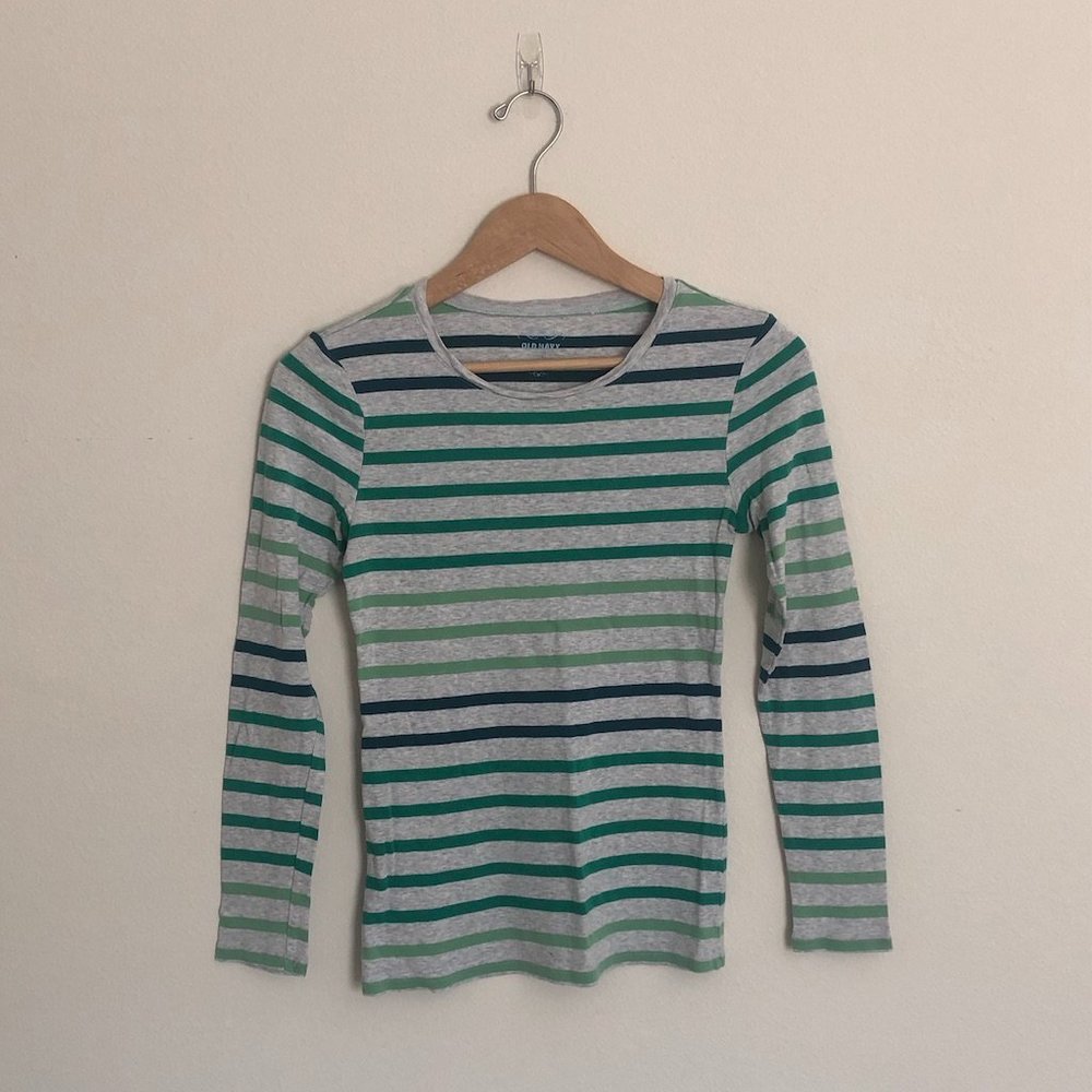 Old Navy | Green Stripe Long Sleeve Tee